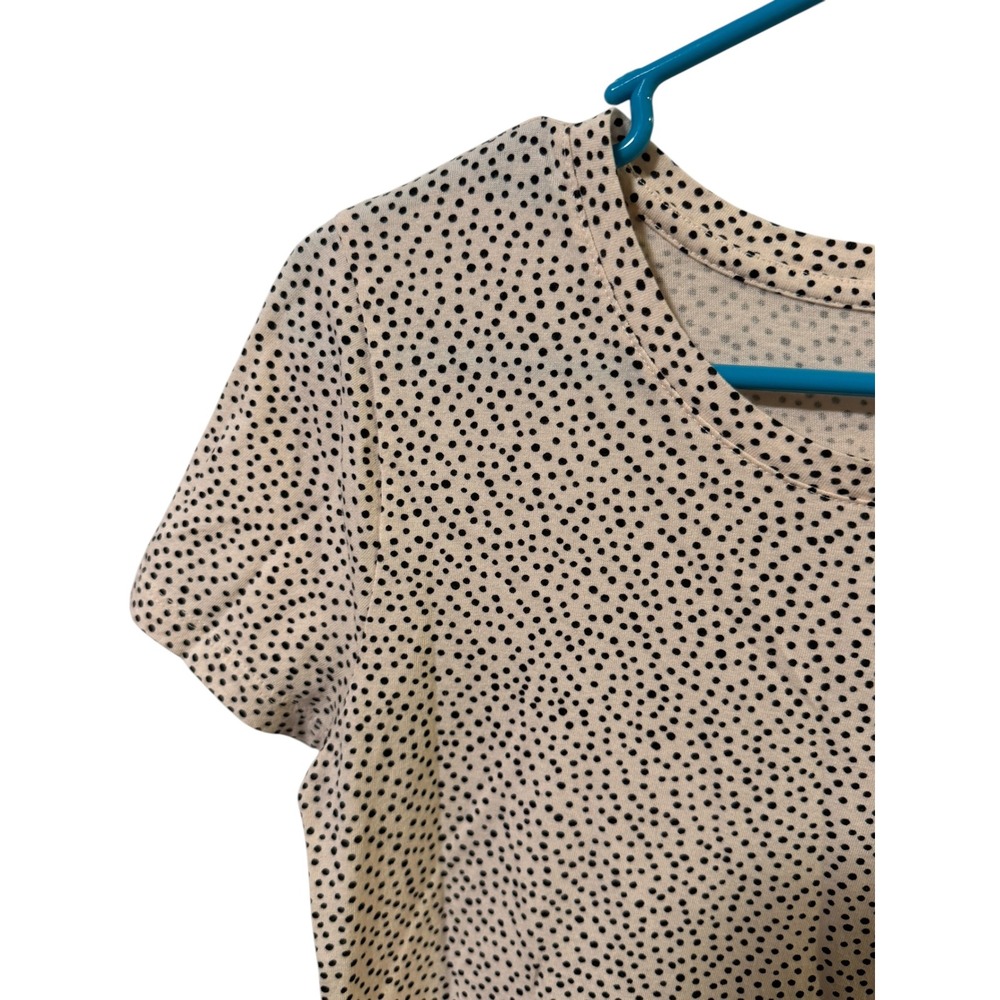 Gap Favorite T Shirt Size Medium Pink Black Micro Polka Dot Short Sleeve Crew - Picture 5 of 5